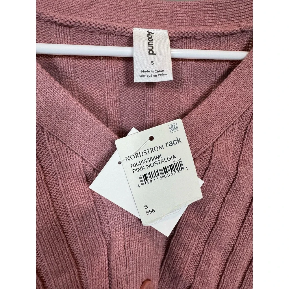 NWT Abound Cropped Button Cardigan Sweater Pink Womens Size Small